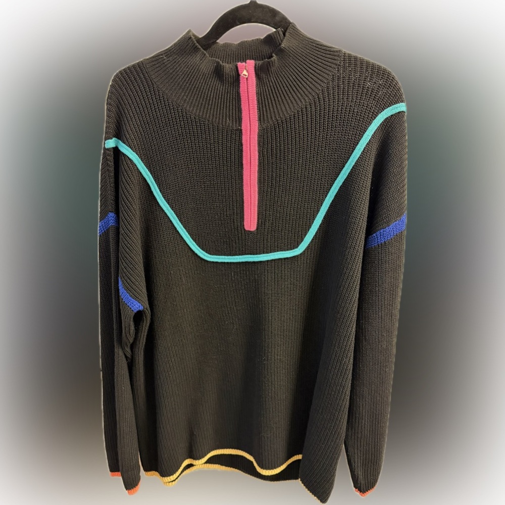 Women’s Black Sweater with Colorful Accents